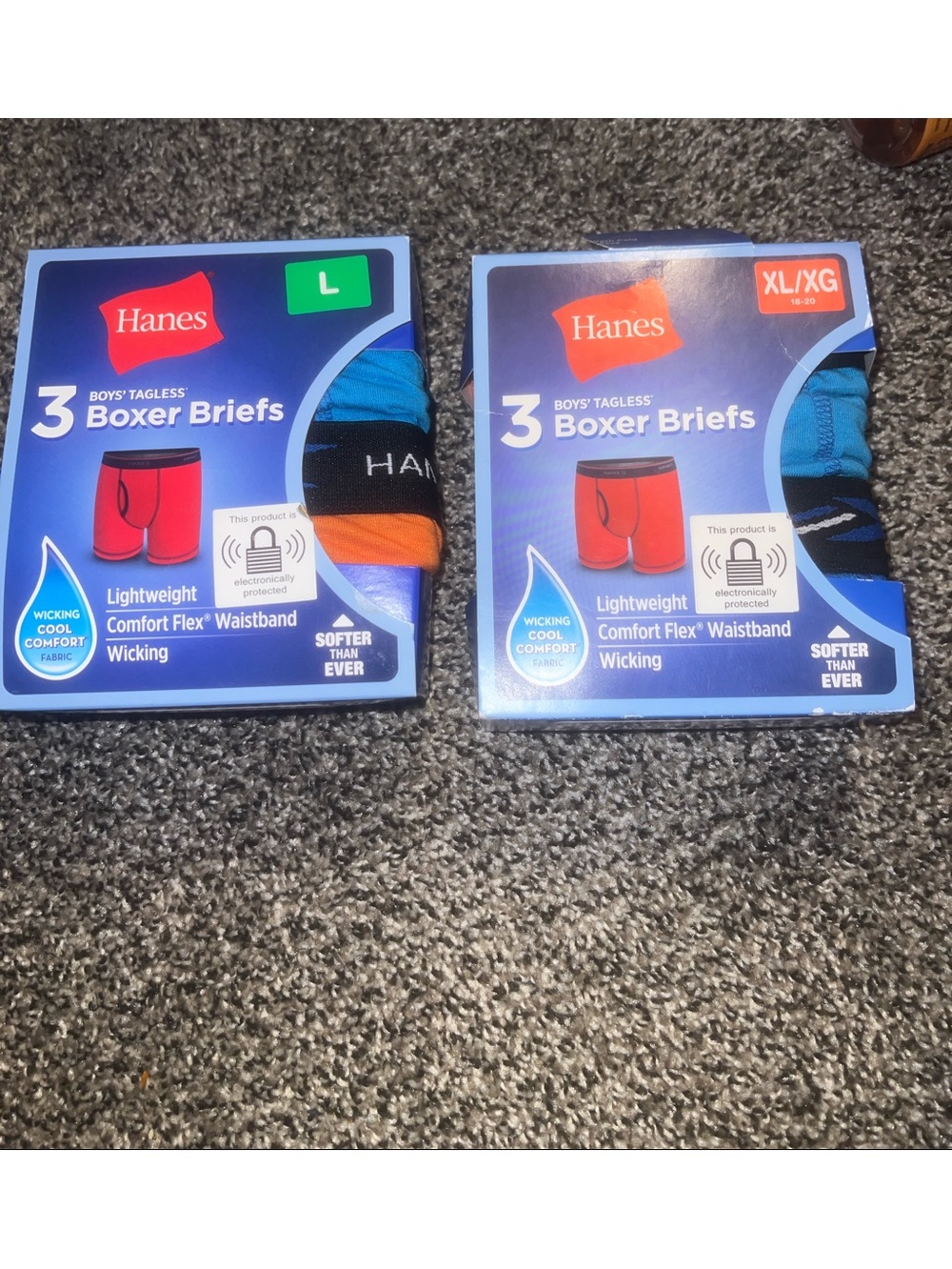 Hanes Boxer Briefs in Blue, Black, and Orange